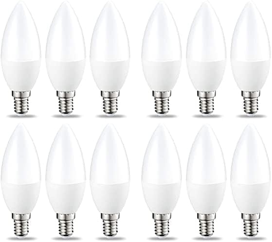 Amazon Basics LED E14 Small Edison Screw Candle Bulb, 4.9 W (Equivalent to 40W), Warm White, Non Dimmable - Pack of 12